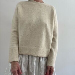 DKNY Women's Cream Sequin Crew Neck Sweater